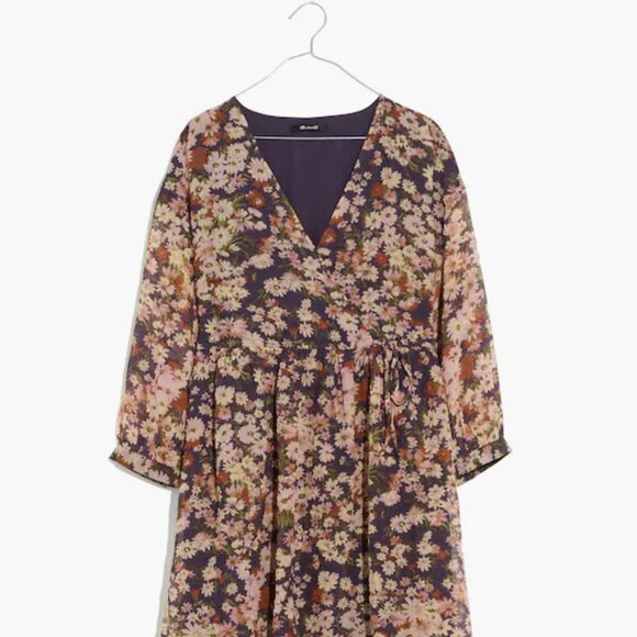 Madewell Drawstring Faux-Wrap Mini Dress in Daisy Reverie - Picture 9 of 9